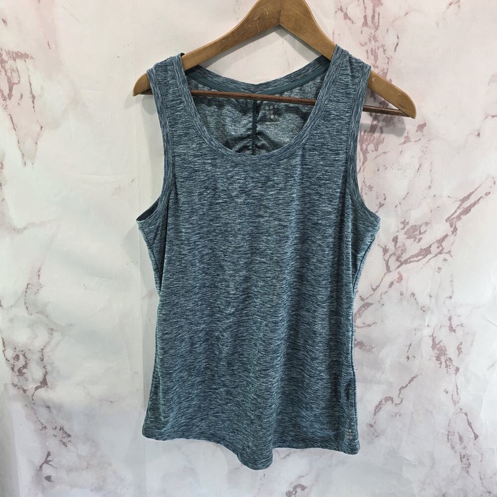 Title Nine Tank Top Womens Small Blue Tee Shirt Wicking Buttah Spacedye Ruch
